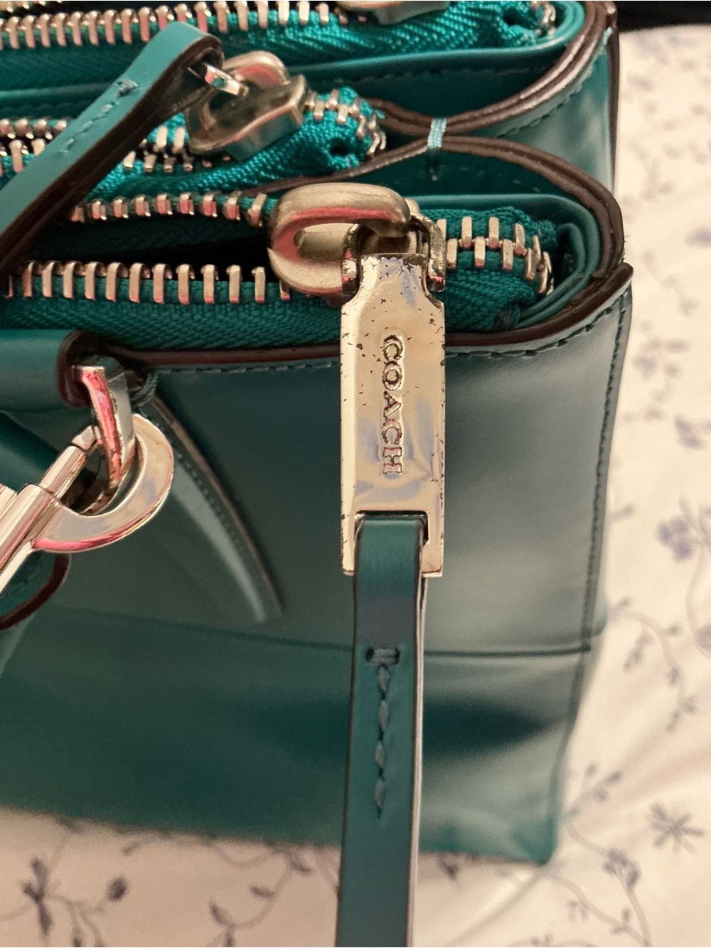 Coach Medium Borough Crossbody Satchel in Rich Teal - Picture 13 of 15